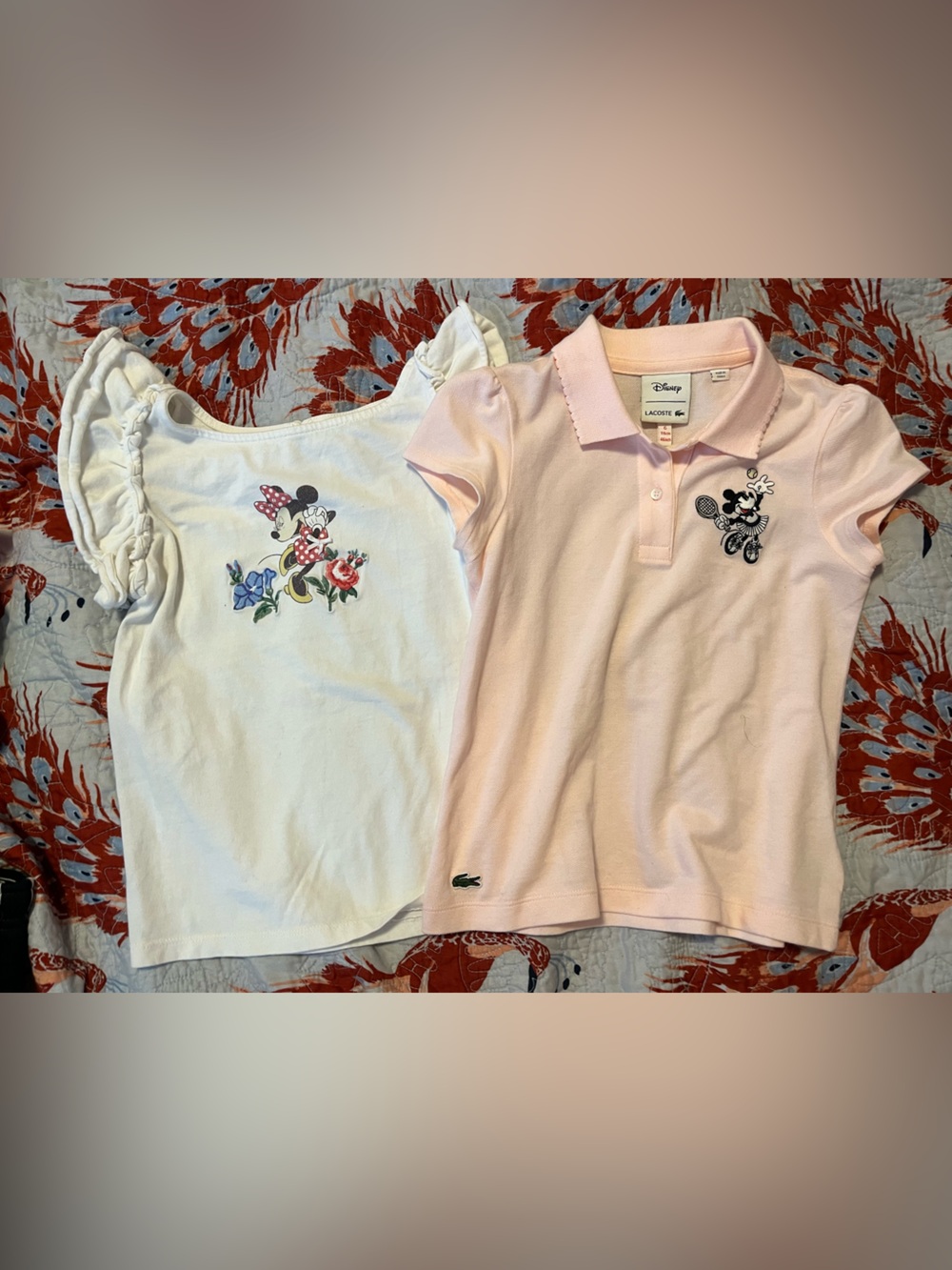 Lacoste Pink minnie polo + Janie and Jack ruffle shoulder top